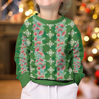 Hawaii Ohia Lehua Kid Ugly Christmas Sweater Tropical Vibes Green LT05 - Polynesian Pride