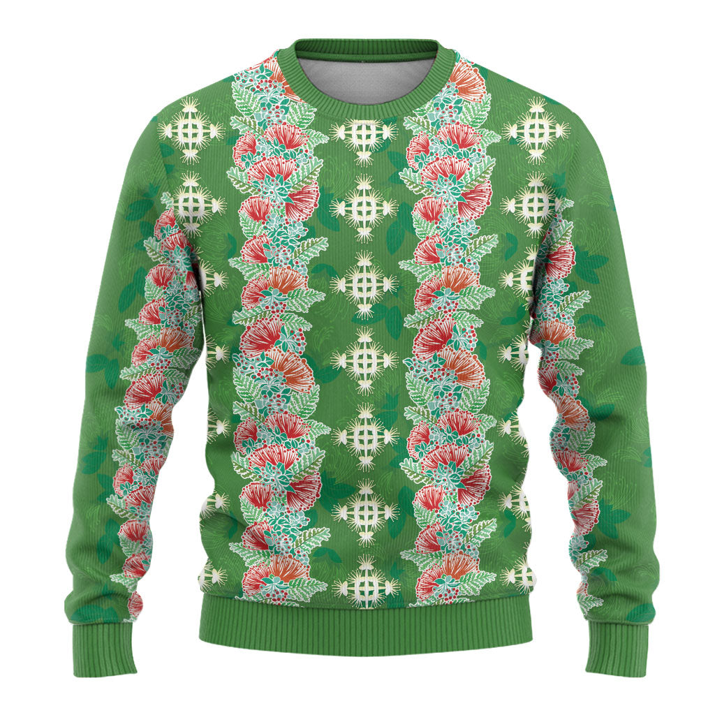 Hawaii Ohia Lehua Ugly Christmas Sweater Tropical Vibes Green LT05 - Polynesian Pride
