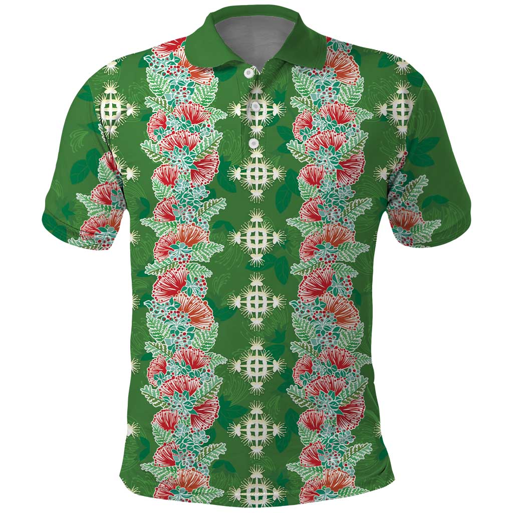 Hawaii Ohia Lehua Polo Shirt Tropical Vibes Green