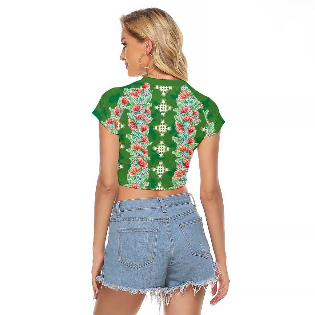 Hawaii Ohia Lehua Raglan Cropped T Shirt Tropical Vibes Green