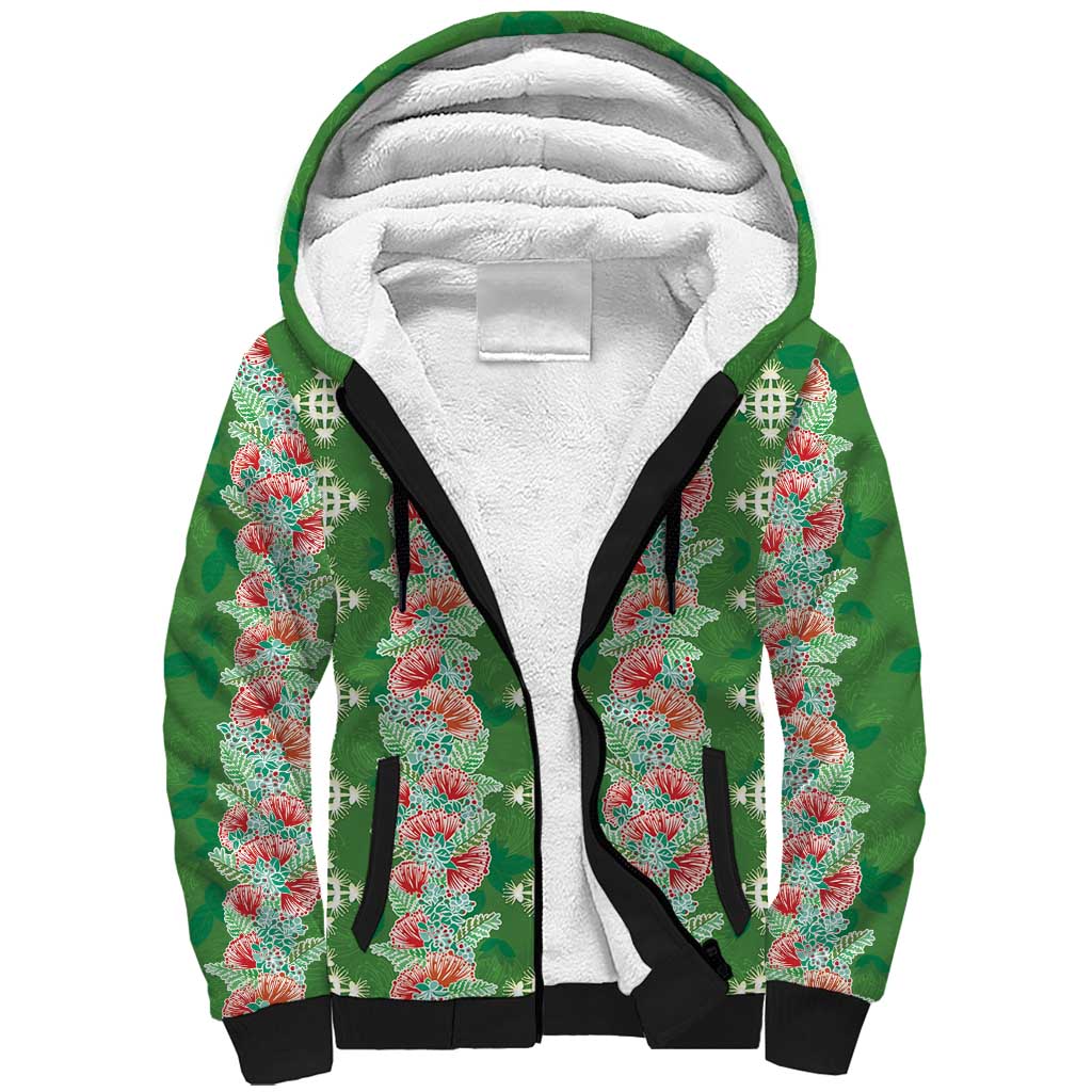 Hawaii Ohia Lehua Sherpa Hoodie Tropical Vibes Green LT05 Unisex Green - Polynesian Pride