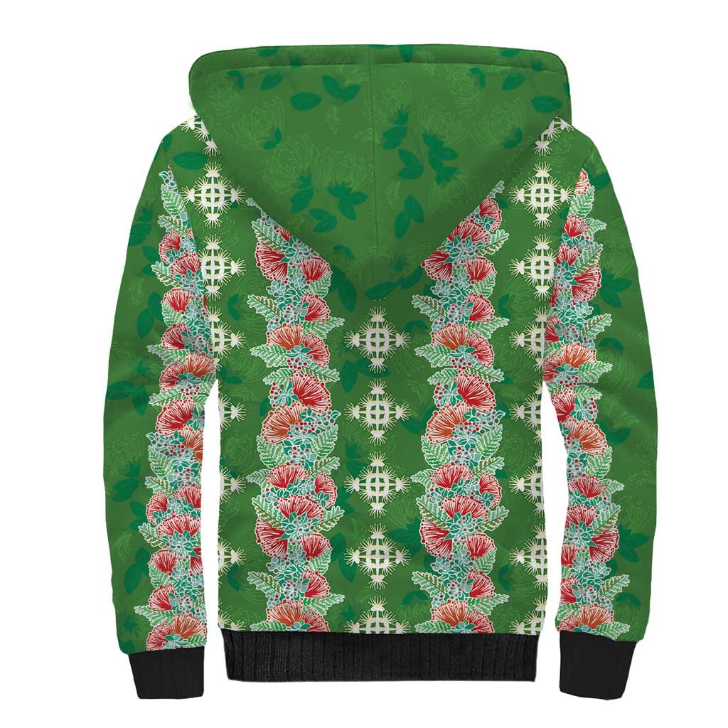 Hawaii Ohia Lehua Sherpa Hoodie Tropical Vibes Green LT05 - Polynesian Pride
