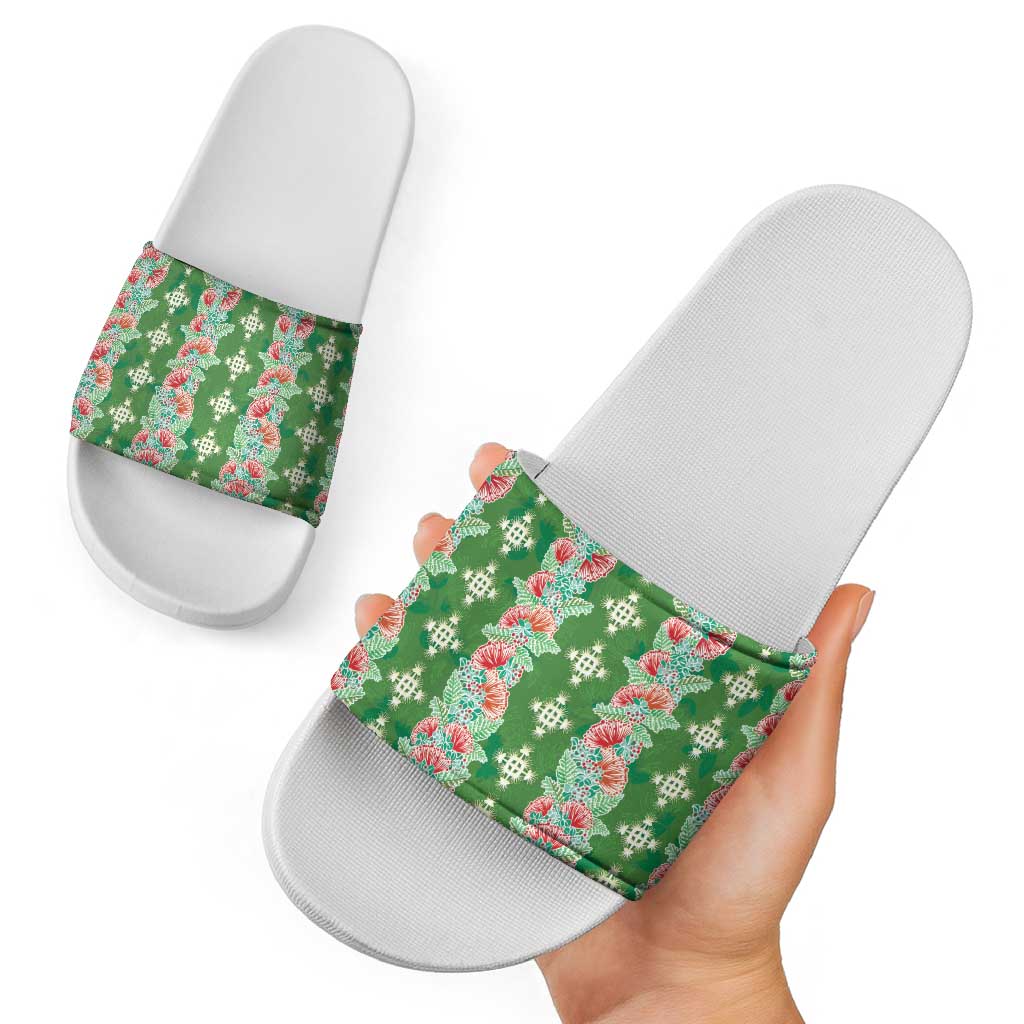 Hawaii Ohia Lehua Slide Sandals Tropical Vibes Green