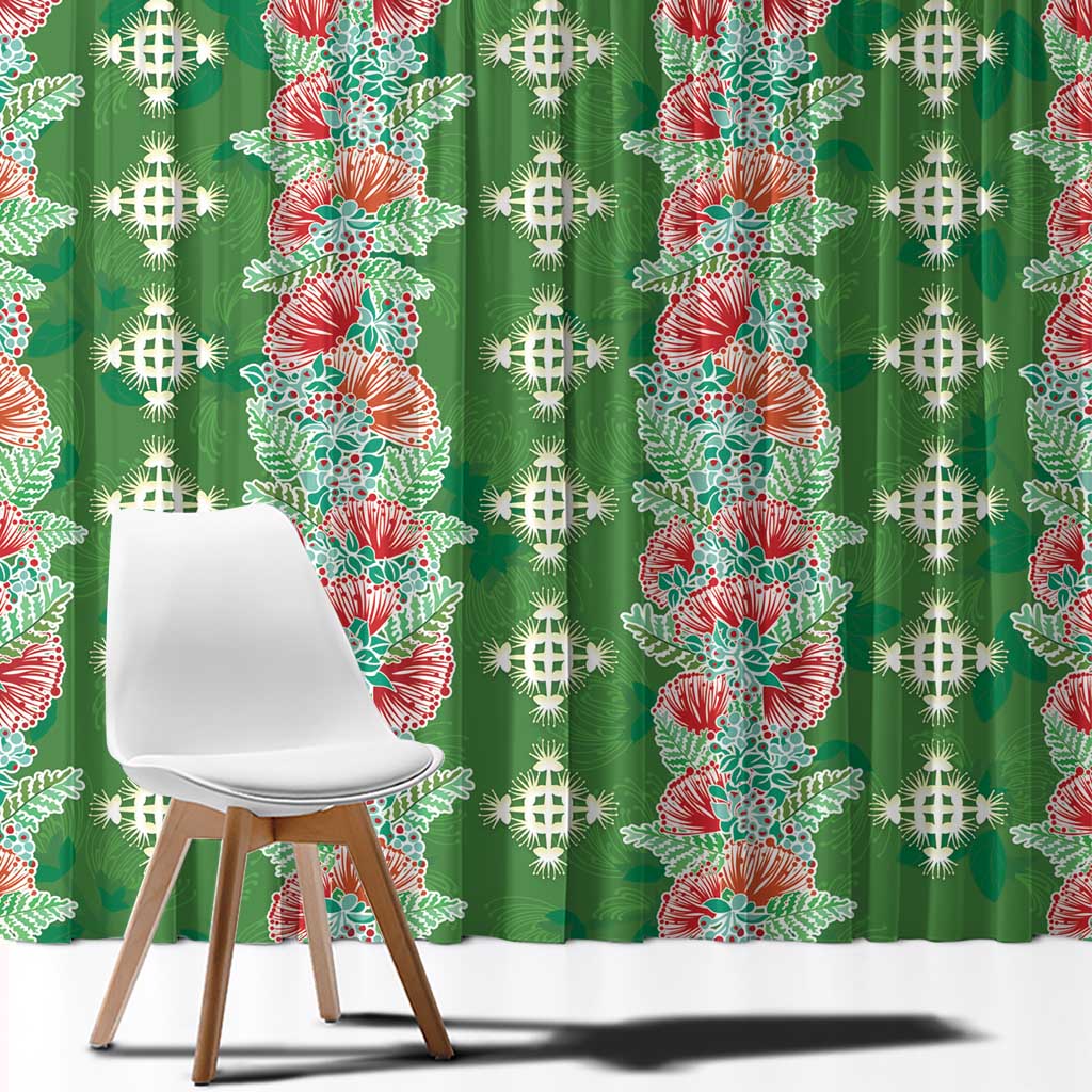 Hawaii Ohia Lehua Window Curtain Tropical Vibes Green
