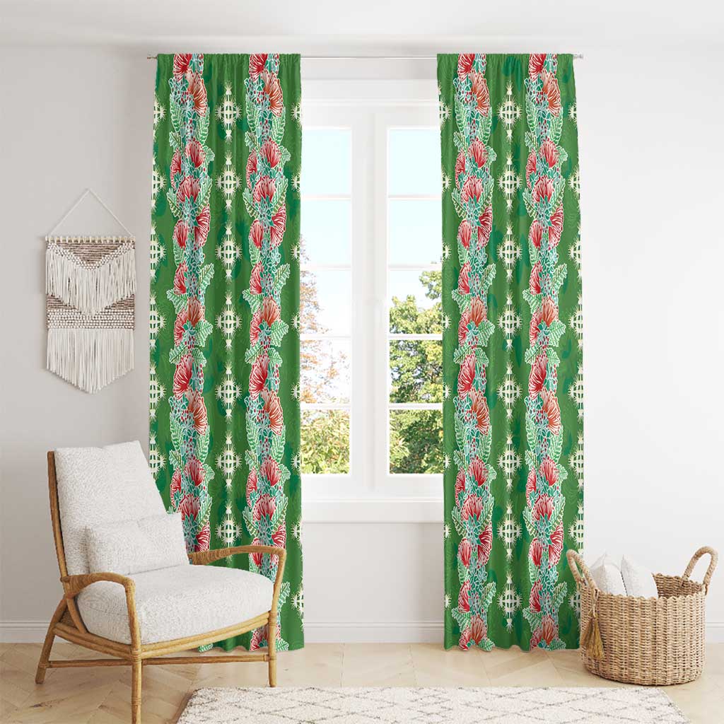Hawaii Ohia Lehua Window Curtain Tropical Vibes Green
