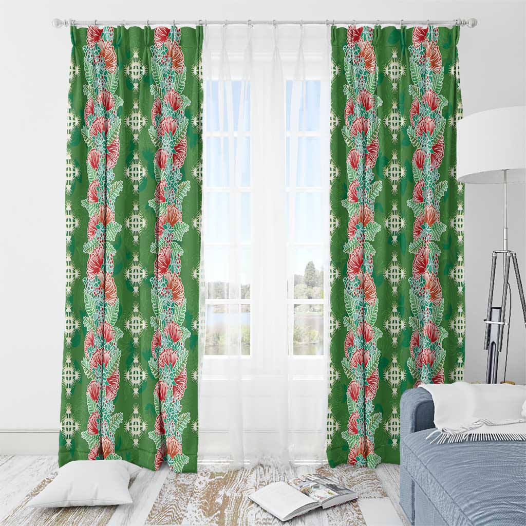 Hawaii Ohia Lehua Window Curtain Tropical Vibes Green