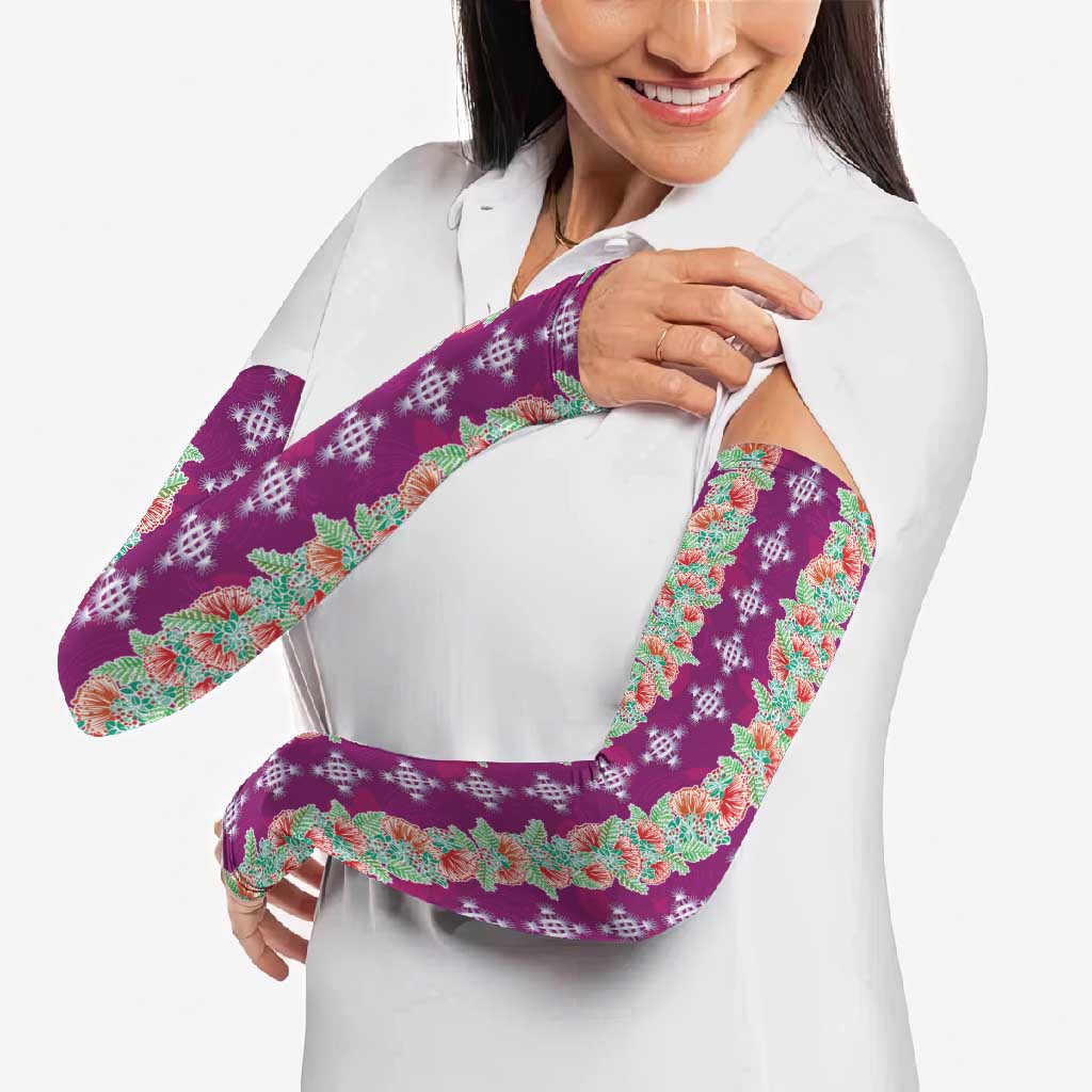 Hawaii Ohia Lehua Arm Sleeves Tropical Vibes Fuchsia