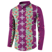 Hawaii Ohia Lehua Button Sweatshirt Tropical Vibes Fuchsia