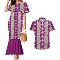 Hawaii Ohia Lehua Couples Matching Mermaid Dress and Hawaiian Shirt Tropical Vibes Fuchsia LT05 Fuchsia - Polynesian Pride
