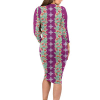 Hawaii Ohia Lehua Family Matching Long Sleeve Bodycon Dress and Hawaiian Shirt Tropical Vibes Fuchsia LT05 - Polynesian Pride