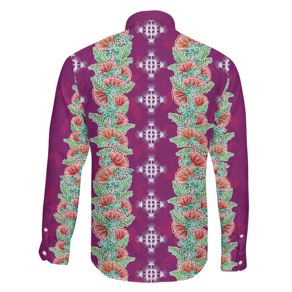 Hawaii Ohia Lehua Family Matching Mermaid Dress and Hawaiian Shirt Tropical Vibes Fuchsia LT05 - Polynesian Pride