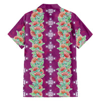 Hawaii Ohia Lehua Family Matching Off Shoulder Maxi Dress and Hawaiian Shirt Tropical Vibes Fuchsia LT05 - Polynesian Pride