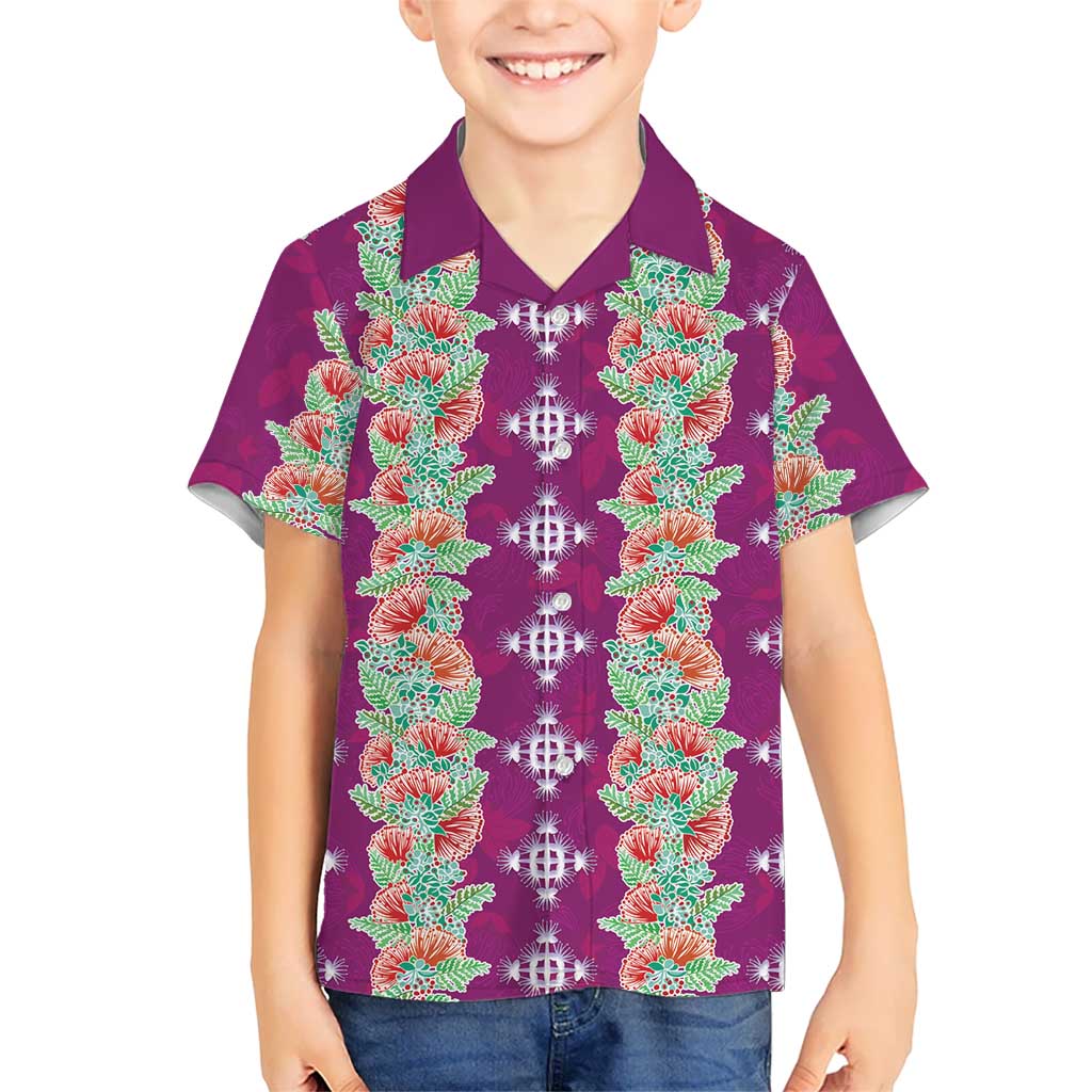 Hawaii Ohia Lehua Family Matching Off Shoulder Short Dress and Hawaiian Shirt Tropical Vibes Fuchsia LT05 Son's Shirt Fuchsia - Polynesian Pride