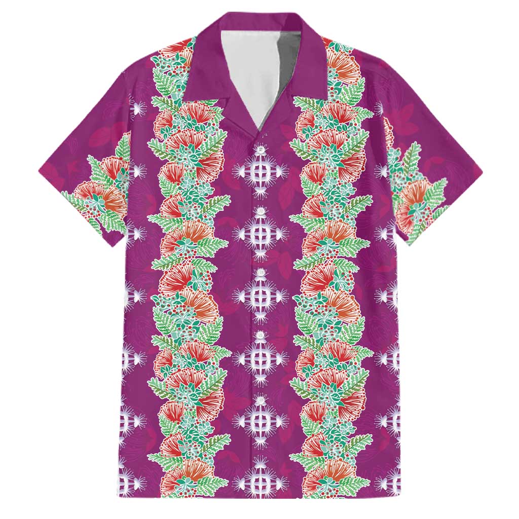 Hawaii Ohia Lehua Family Matching Summer Maxi Dress and Hawaiian Shirt Tropical Vibes Fuchsia LT05 Dad's Shirt - Short Sleeve Fuchsia - Polynesian Pride