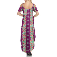 Hawaii Ohia Lehua Family Matching Summer Maxi Dress and Hawaiian Shirt Tropical Vibes Fuchsia LT05 - Polynesian Pride