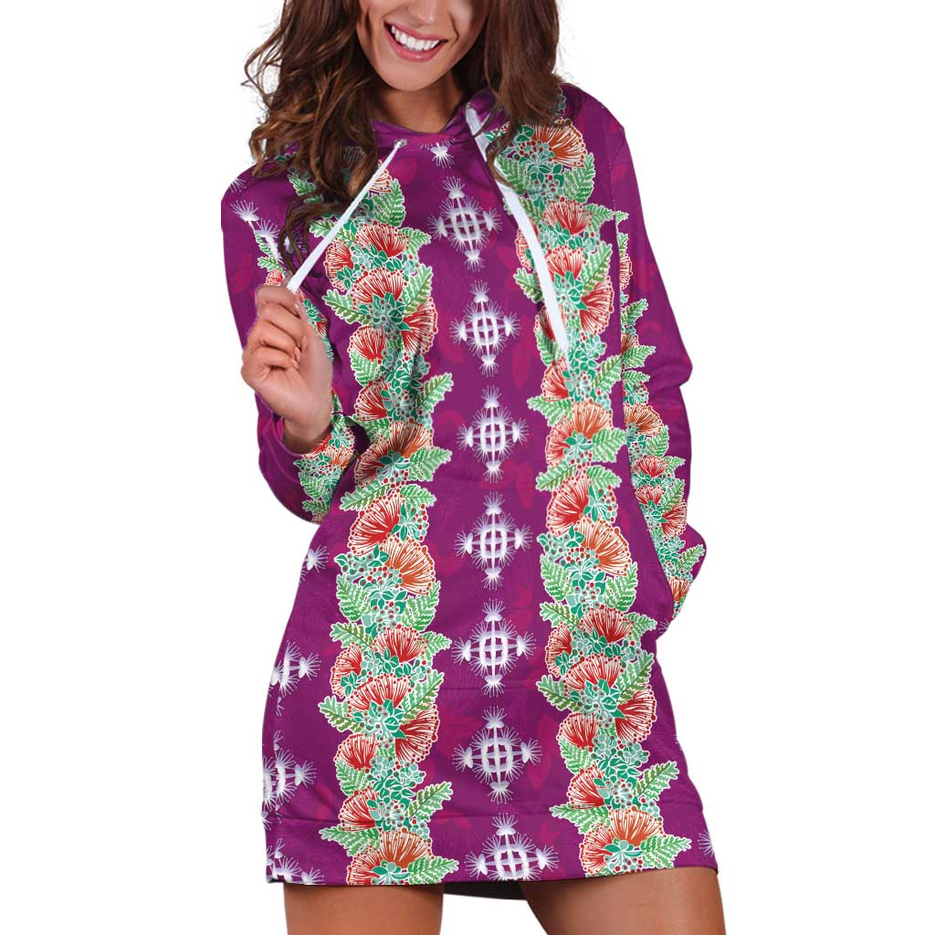 Hawaii Ohia Lehua Hoodie Dress Tropical Vibes Fuchsia LT05 Fuchsia - Polynesian Pride