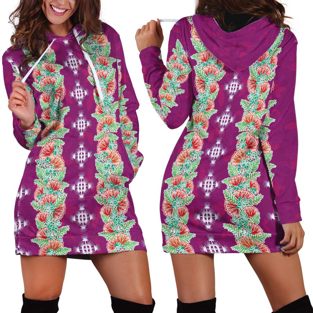 Hawaii Ohia Lehua Hoodie Dress Tropical Vibes Fuchsia LT05 - Polynesian Pride