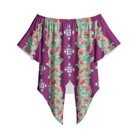 Hawaii Ohia Lehua Off Shoulder Wrap Waist Top Tropical Vibes Fuchsia LT05 Fuchsia - Polynesian Pride