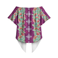 Hawaii Ohia Lehua Off Shoulder Wrap Waist Top Tropical Vibes Fuchsia LT05 - Polynesian Pride