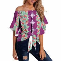 Hawaii Ohia Lehua Off Shoulder Wrap Waist Top Tropical Vibes Fuchsia LT05 - Polynesian Pride