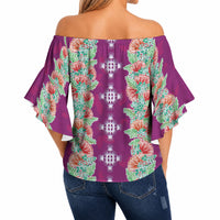 Hawaii Ohia Lehua Off Shoulder Wrap Waist Top Tropical Vibes Fuchsia LT05 - Polynesian Pride