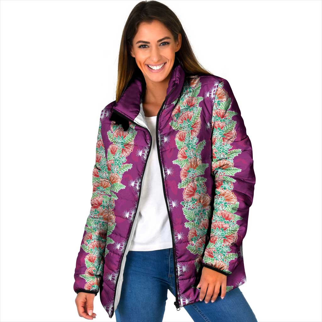 Hawaii Ohia Lehua Padded Jacket Tropical Vibes Fuchsia