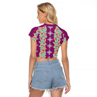 Hawaii Ohia Lehua Raglan Cropped T Shirt Tropical Vibes Fuchsia LT05 - Polynesian Pride