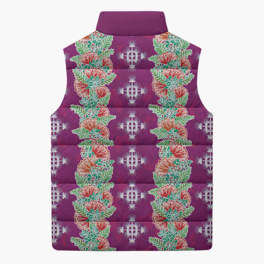 Hawaii Ohia Lehua Sleeveless Puffer Jacket Tropical Vibes Fuchsia