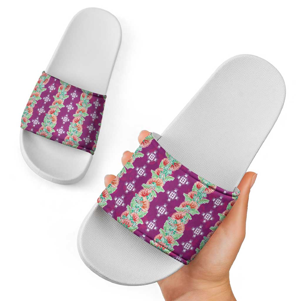 Hawaii Ohia Lehua Slide Sandals Tropical Vibes Fuchsia