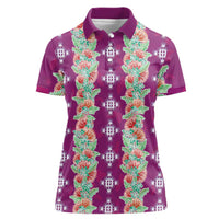 Hawaii Ohia Lehua Women Polo Shirt Tropical Vibes Fuchsia LT05 Female Fuchsia - Polynesian Pride