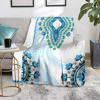 Africa Dashiki Blanket With Polynesian Pattern Blue Version