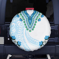 Africa Dashiki Spare Tire Cover With Polynesian Pattern Blue Version
