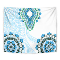 Africa Dashiki Tapestry With Polynesian Pattern Blue Version