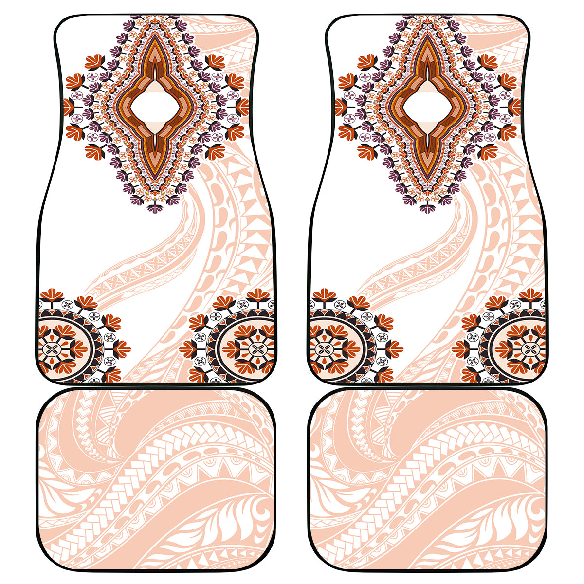 Africa Dashiki Car Mats With Polynesian Pattern Beige Version