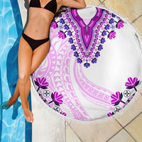 Africa Dashiki Beach Blanket With Polynesian Pattern Pink Version