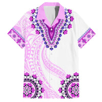 Africa Dashiki Family Matching Off Shoulder Maxi Dress and Hawaiian Shirt With Polynesian Pattern Pink Version LT05 Dad's Shirt - Short Sleeve Pink - Polynesian Pride