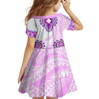 Africa Dashiki Family Matching Summer Maxi Dress and Hawaiian Shirt With Polynesian Pattern Pink Version LT05 - Polynesian Pride