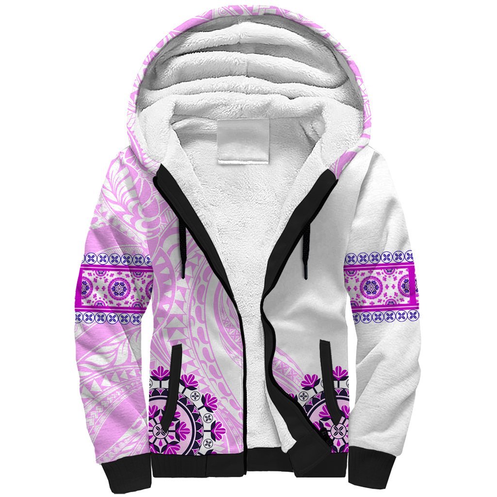 Africa Dashiki Sherpa Hoodie With Polynesian Pattern Pink Version LT05 Unisex Pink - Polynesian Pride