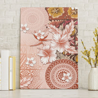 Tonga Ngatu Pattern With Light Tabasco Hibiscus Canvas Wall Art Oil Painting Style LT05 Without Frame Light Tabasco - Polynesian Pride
