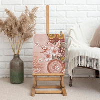 Tonga Ngatu Pattern With Light Tabasco Hibiscus Canvas Wall Art Oil Painting Style LT05 - Polynesian Pride