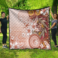 Tonga Ngatu Pattern With Light Tabasco Hibiscus Quilt Oil Painting Style
