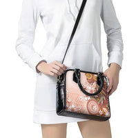 Tonga Ngatu Pattern With Light Tabasco Hibiscus Shoulder Handbag Oil Painting Style