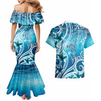 Polynesia World Ocean Day Couples Matching Mermaid Dress and Hawaiian Shirt Ocean Style