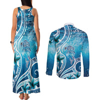 Polynesia World Ocean Day Couples Matching Tank Maxi Dress and Long Sleeve Button Shirt Ocean Style
