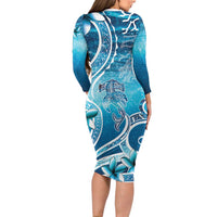 Polynesia World Ocean Day Family Matching Long Sleeve Bodycon Dress and Hawaiian Shirt Ocean Style LT05 - Polynesian Pride