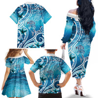 Polynesia World Ocean Day Family Matching Off The Shoulder Long Sleeve Dress and Hawaiian Shirt Ocean Style LT05 - Polynesian Pride