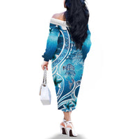 Polynesia World Ocean Day Family Matching Off The Shoulder Long Sleeve Dress and Hawaiian Shirt Ocean Style LT05 - Polynesian Pride