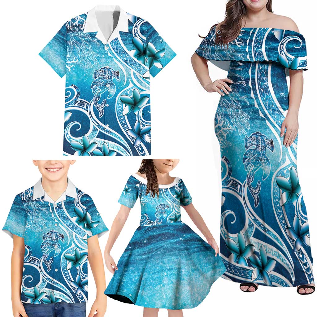 Polynesia World Ocean Day Family Matching Off Shoulder Maxi Dress and Hawaiian Shirt Ocean Style LT05 - Polynesian Pride