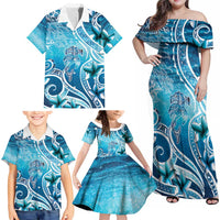 Polynesia World Ocean Day Family Matching Off Shoulder Maxi Dress and Hawaiian Shirt Ocean Style LT05 - Polynesian Pride