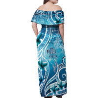 Polynesia World Ocean Day Family Matching Off Shoulder Maxi Dress and Hawaiian Shirt Ocean Style LT05 - Polynesian Pride
